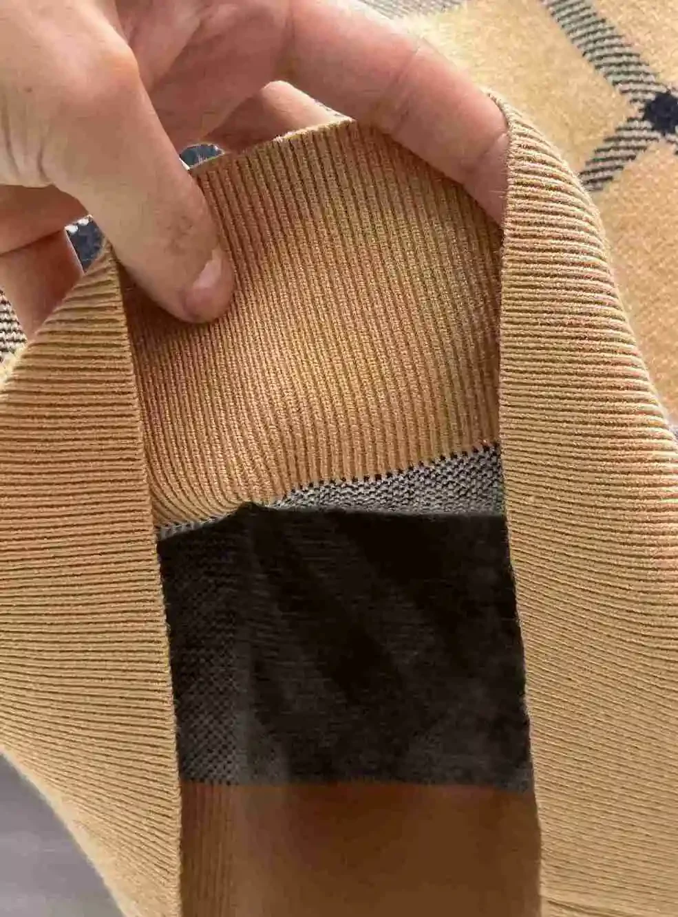 Burberry Beige Argyle Check Crew Neck Knit Sweater